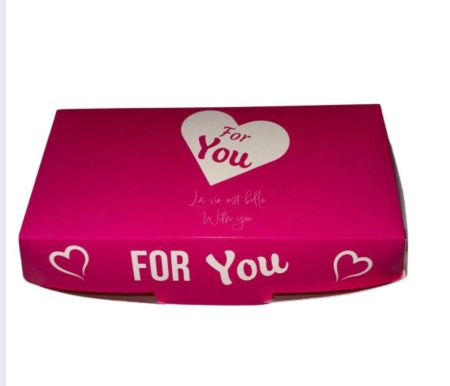 270 Sandwich box for galette and panini 250 g/m2 23x9.1x7.1 cm pink and white “for you”